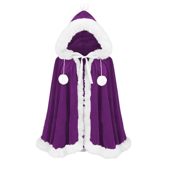 Hooded Cape Sevevn Christmas Cloak Santa Claus Cloak Velvet Hooded Cape Costume for Women