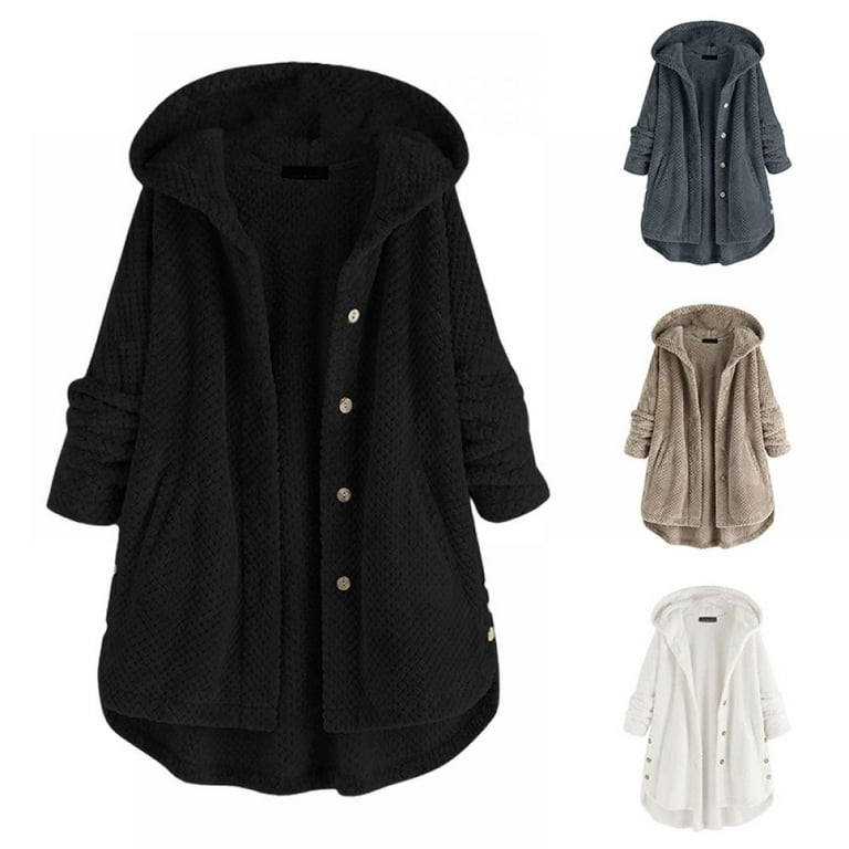 Teddy fur cheap hooded cardigan
