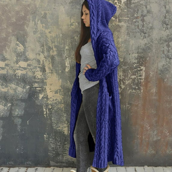 Hooded Cardigan Women Knitted Crochet Loose Full Sleeve Female Sweater 2022 Autumn Winter Warm Casual Office Lady Long LOVE DOCK