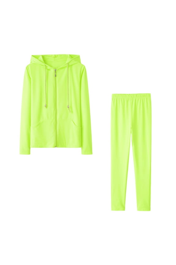 Hooded Cardigan for Women Fayshow0 Women Color Hooded Sweatshirt and Pant Tracksuit Sport Suit