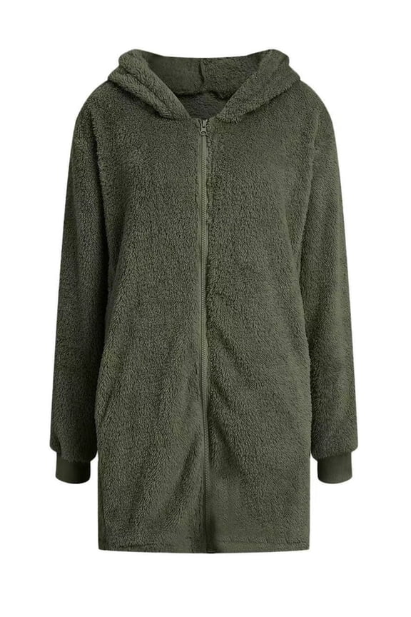 Hooded Cardigan for Women Oversized Sweatshirt Fuzzy Fleece Blanket Hoodie Jacket Green L