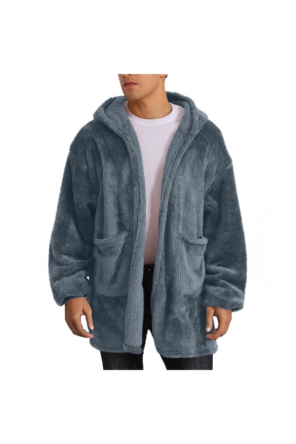 Hooded Cardigan for Women and Men, Oversized Sweatshirt Fuzzy Fleece Blanket Hoodie Sherpa Jacket Big and Tall