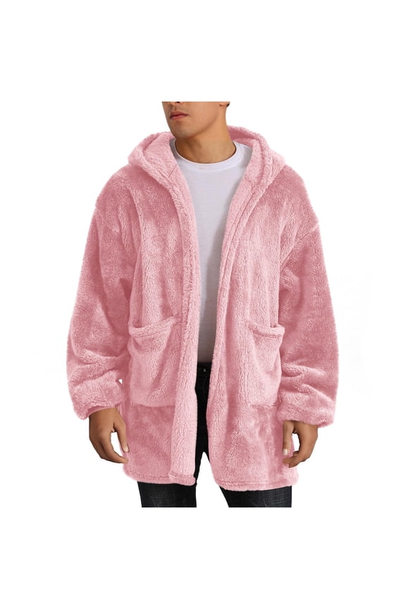 Hooded Cardigan for Women and Men, Oversized Sweatshirt Fuzzy Fleece Blanket Hoodie Sherpa Jacket Big and Tall