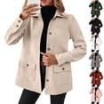 thumbnail image 1 of Hooded Casual Women's Coat Jacket Outwear Long Sleeve Button Up Solid Color Pockets Loose Fit Warm Windproof Winter Fashion Outerwear | CSEONE,Pink L, 1 of 8