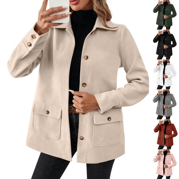 Hooded Casual Women's Coat Jacket Outwear Long Sleeve Button Up Solid Color Pockets Loose Fit Warm Windproof Winter Fashion Outerwear | CSEONE,Wine L