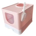 thumbnail image 1 of Hooded Cat Enclosed Cat Toilet Removable Folded Urine Pink, 1 of 8