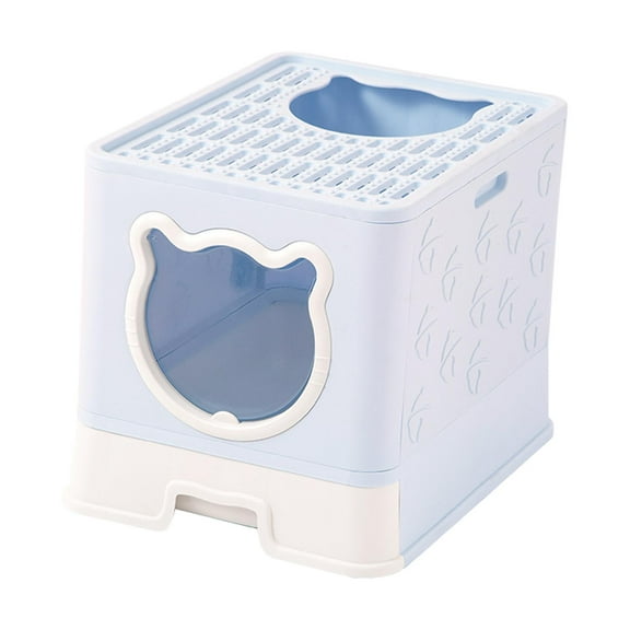 Hooded Cat Pet Bedpan Cat Sand Box Container Large Cat blue