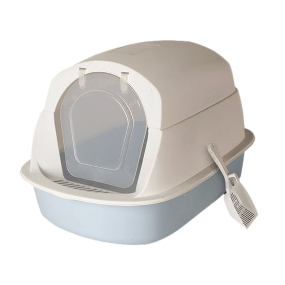 Hooded Cat with Lid Durable Anti Splashing Hooded Cat Litter Tray Gray