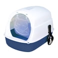 thumbnail image 1 of Hooded Cat with Lid Enclosed Cat Toilet Reusable Cat Litter Tray Dark Blue, 1 of 8