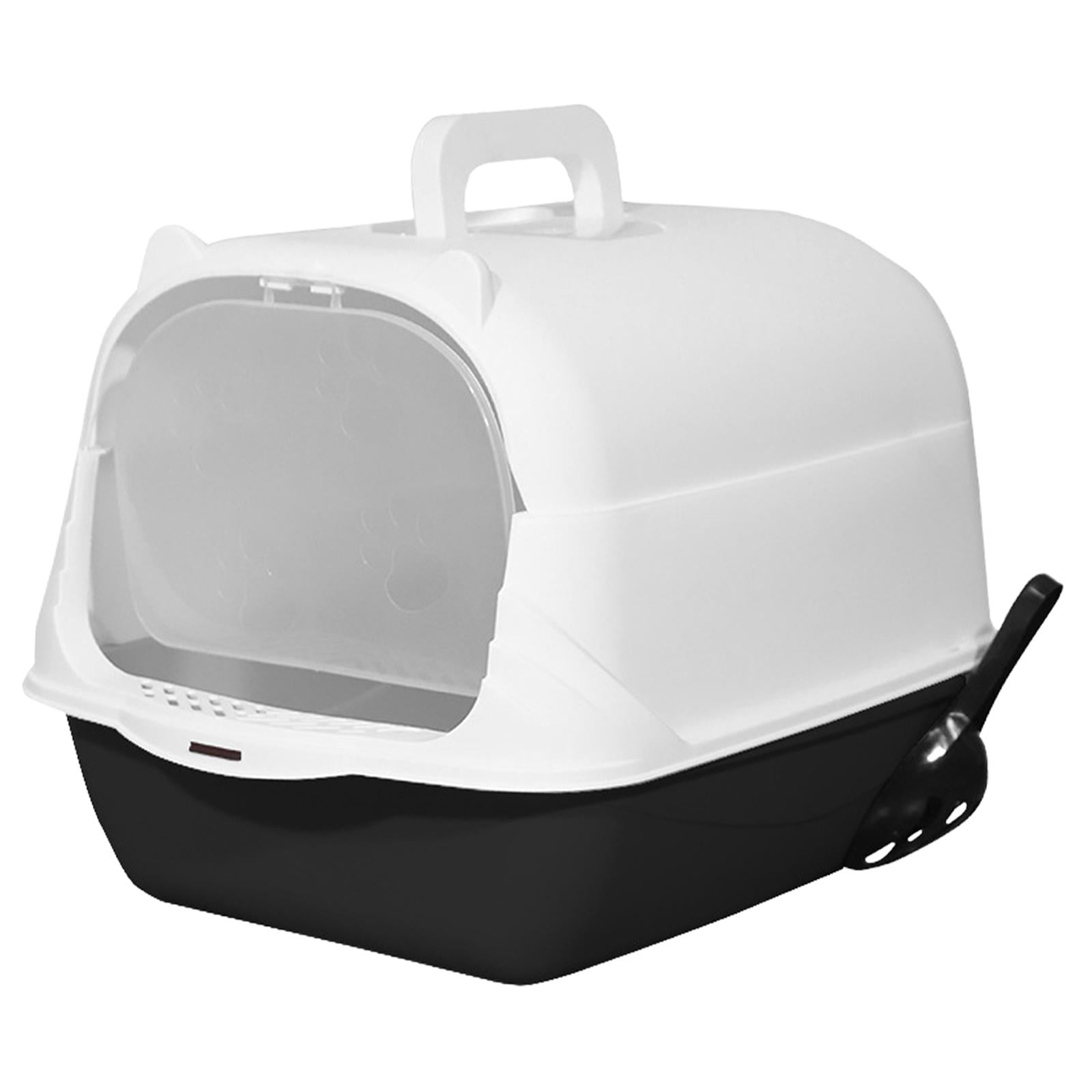 Hooded Cat with Lid Enclosed Cat Toilet Reusable Cat Litter Tray Handheld Black