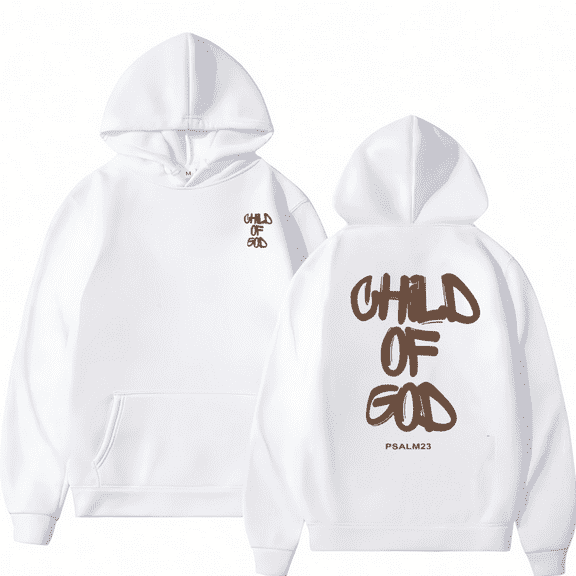 Hooded Child Of God Graphic Tee Top long-sleeved Commuting and Comfort Cotton Casual T-Shirt White,S-2XL