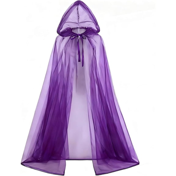 Hooded Cloak Adult Sheer Cape Witch Queen Cosplay Costume for Halloween Christmas Special Festivals Renaissance
