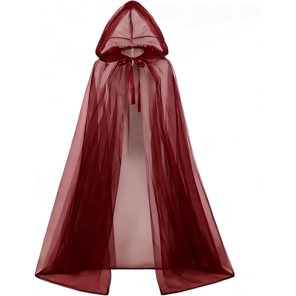 Hooded Cloak Adult Sheer Cape Witch Queen Cosplay Costume for Halloween Christmas Special Festivals Renaissance