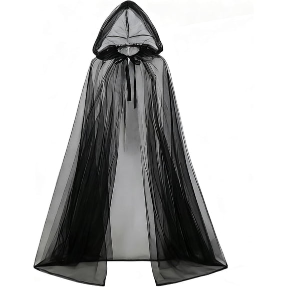 Hooded Cloak Adult Sheer Cape Witch Queen Cosplay Costume for Halloween Christmas Special Festivals Renaissance