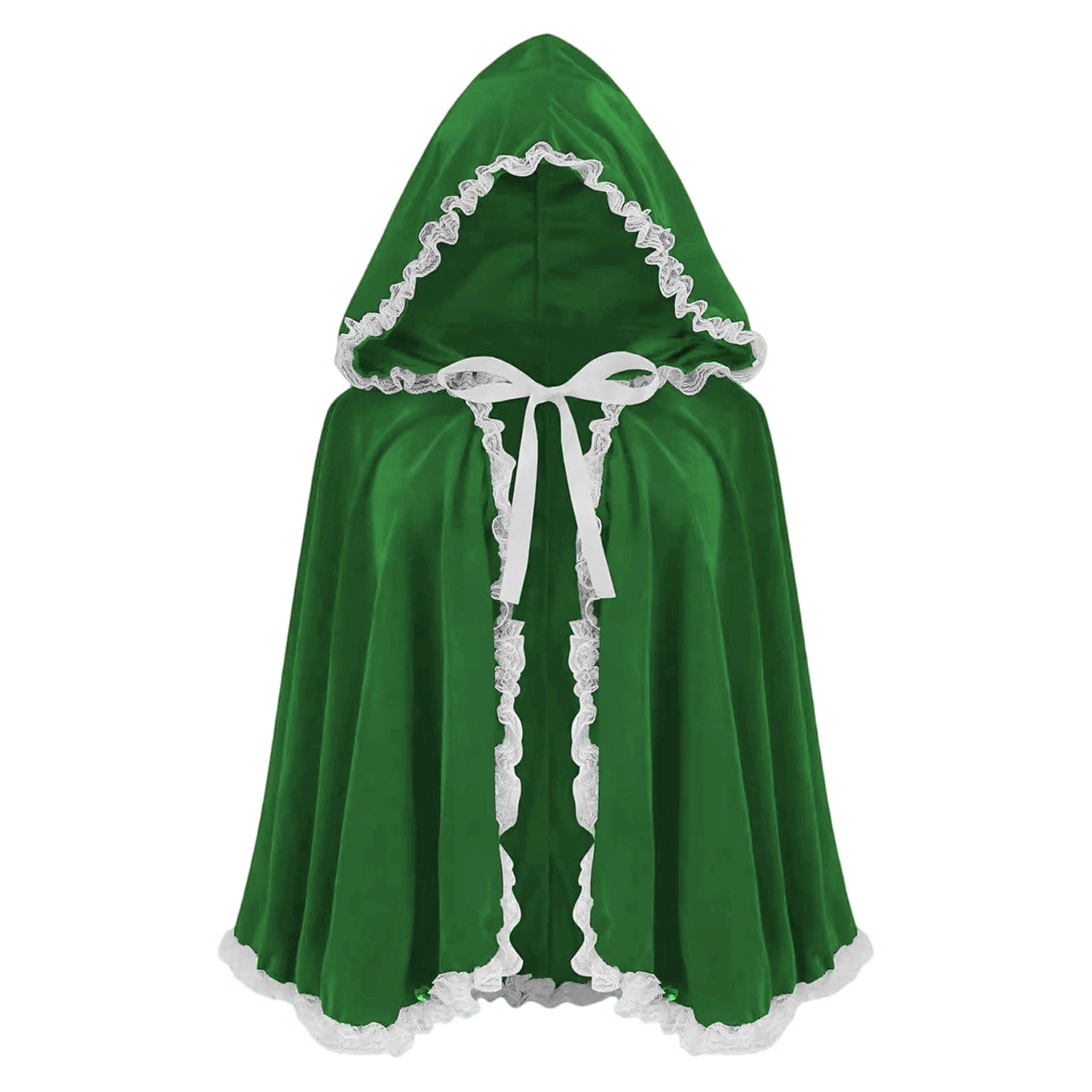 Hooded Cloak for Women Christmas Lace Pleated Lace Solid Color