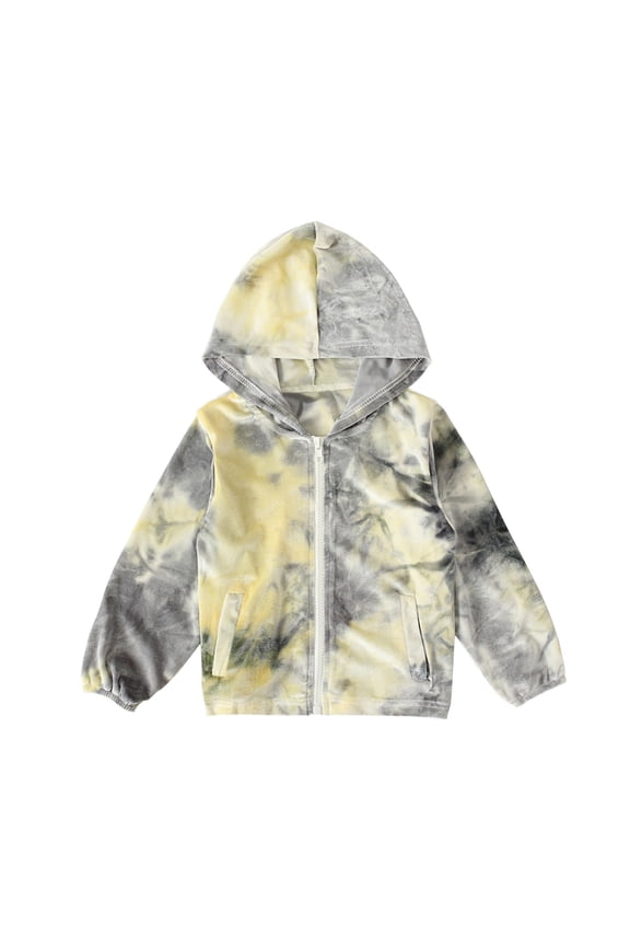 Hooded Coat Gift for Girls Baby Girls Gradient Color Tie-Dye Hooded Jacket Toddler Kids Cotton Lightweight Zip-up Fleece Jacket Fall Winter Warm Coats 2T-7T Save Big