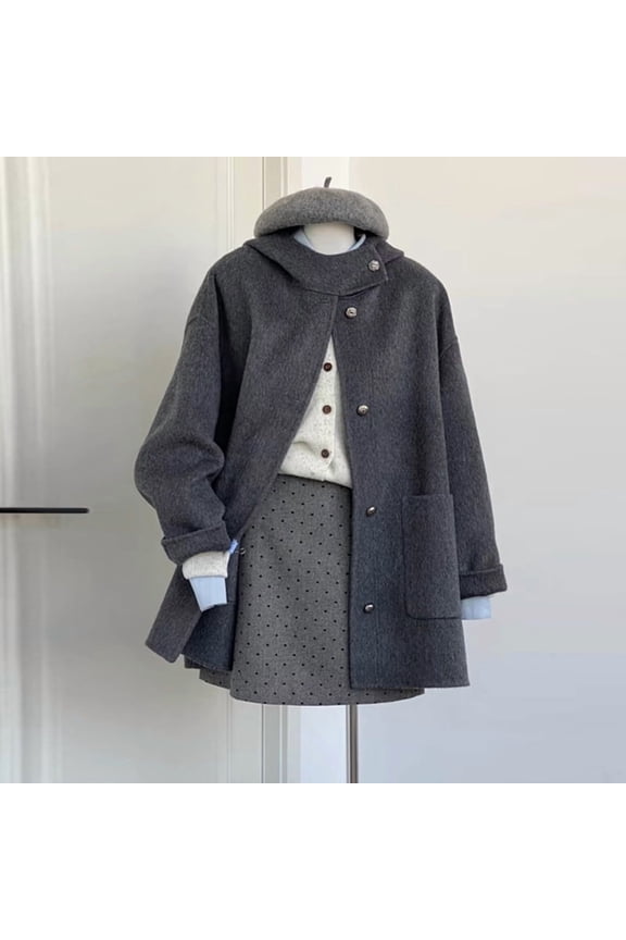Hooded Coat for Women in Autumn and Winter Fashion Style Coat Christmas Birthday Gift
