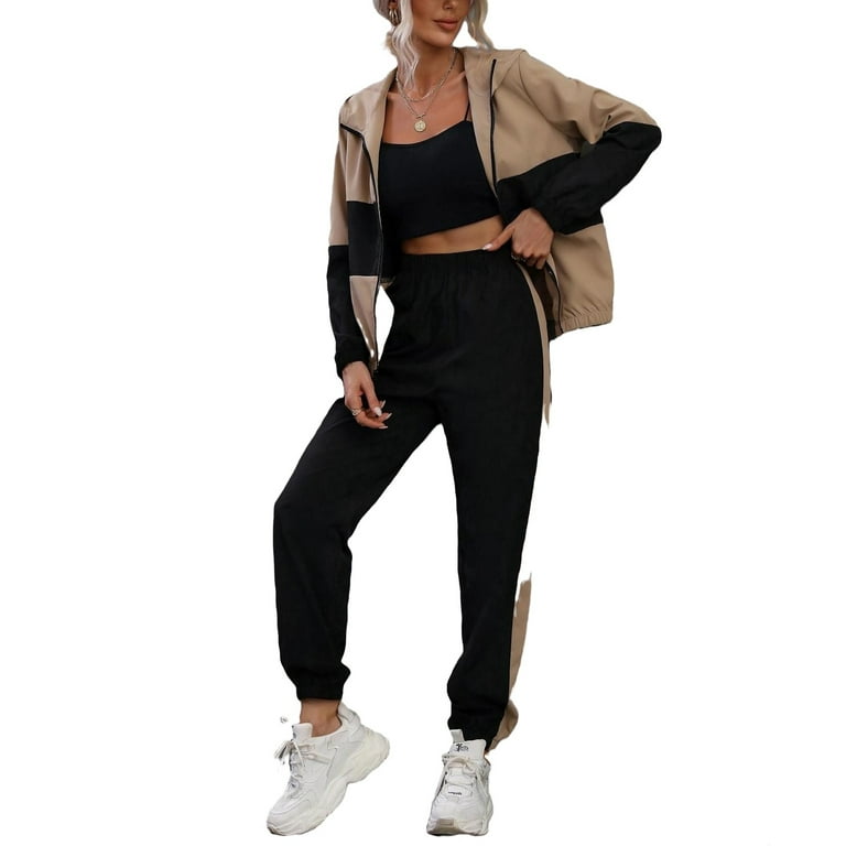 Hooded Colorblock Multicolor Long Sleeve Casual Women Two piece Outfits Women s Walmart