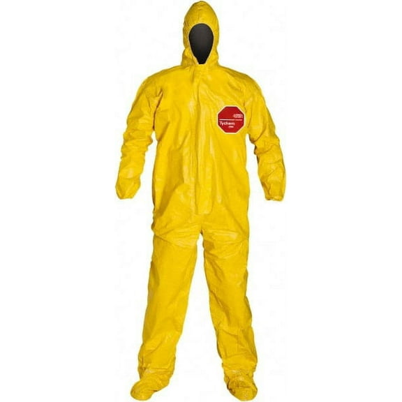 Hooded Coverall,Socks/Boot Flaps,4XL,PK4 QC122TYL4X000400