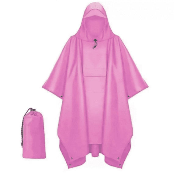 Hooded Fishing Cape Raincoat Cloak Pink,Outdoor Three in One Raincoat Polyester Travel Hiking Cape Climbing Fishing Cape Raincoat,Outdoor Polyester Cloak,Hiking,Climbing,Waterproof Travel Gear