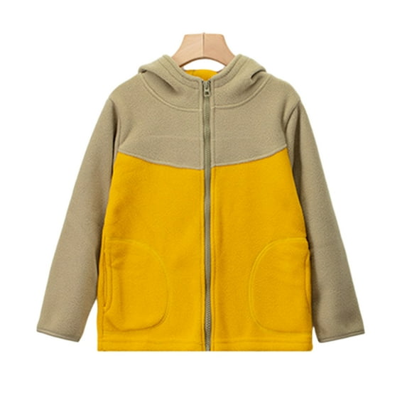Hooded Fleece Warm Thicken Jacket Winter Clothe Splice Color For Adults Man Woman &Kids Boys Girls
