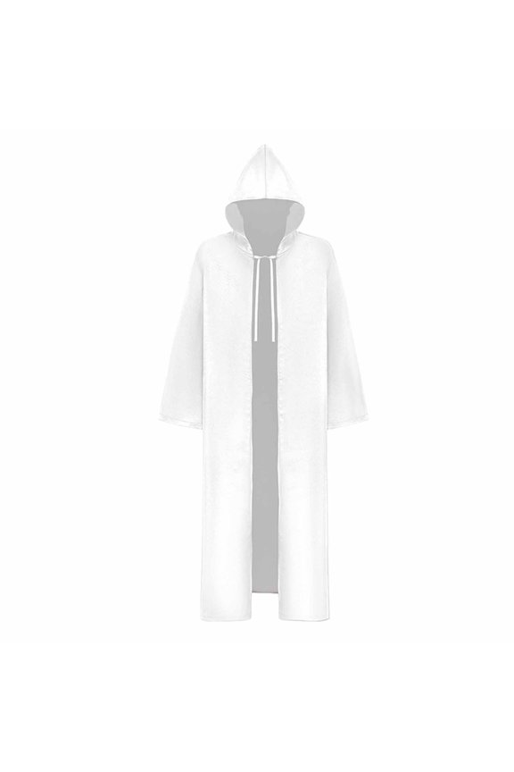 Hooded Full Length Robe Long Sleev Open Over Coat Medieval Dress Up Party Outfits