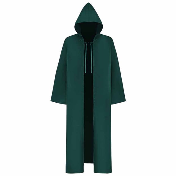Hooded Full Length Robe Long Sleev Open Over Coat Medieval Dress Up Party Outfits