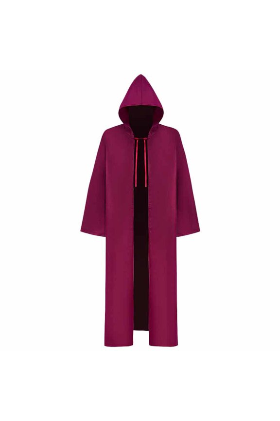 Hooded Full Length Robe Long Sleev Open Over Coat Medieval Dress Up Party Outfits