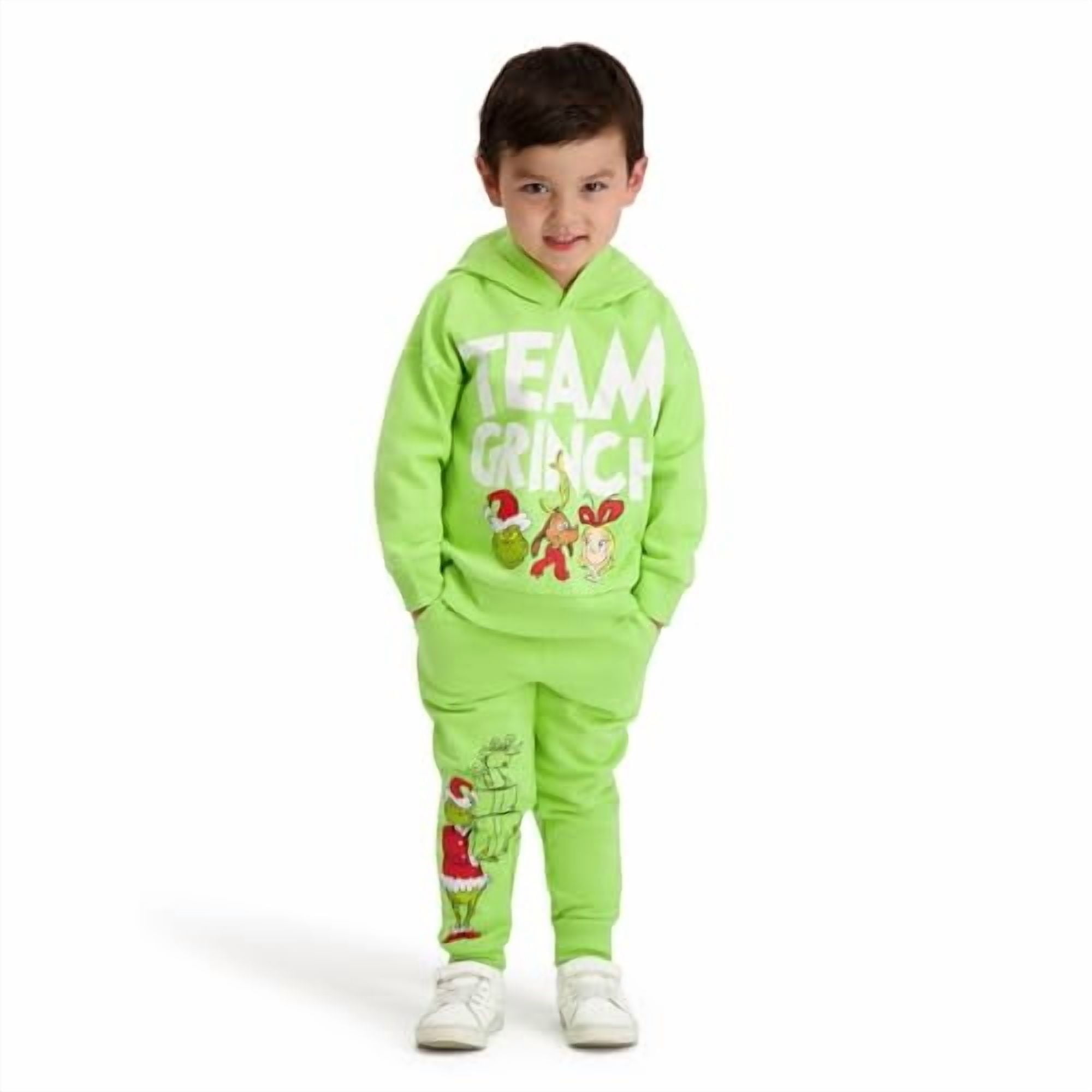 Hooded Grinch Printed Sweatshirt and Jogger Set, Lt. Green, 18M