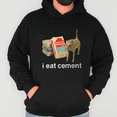 thumbnail image 1 of Hooded I Eat Cement Graphic Tee Humorous Design long-sleeved Comfortable Cotton T-Shirt black S-2XL, 1 of 7