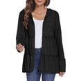 thumbnail image 1 of Hooded Jacket Women Solid Color Long Sleeve Hooded Zip Up Cardigan Casual Jacket For Everyday Cool Weather Wear Jackets For Women, 1 of 7