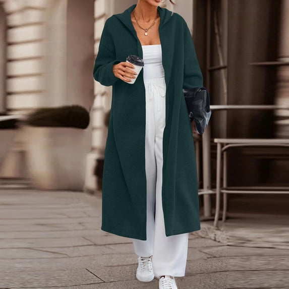 Hooded Jacket Women Top Pockets Hooded Solid Color Long Cardigan For Extra Warmth And Coverage Spring Jackets For Women