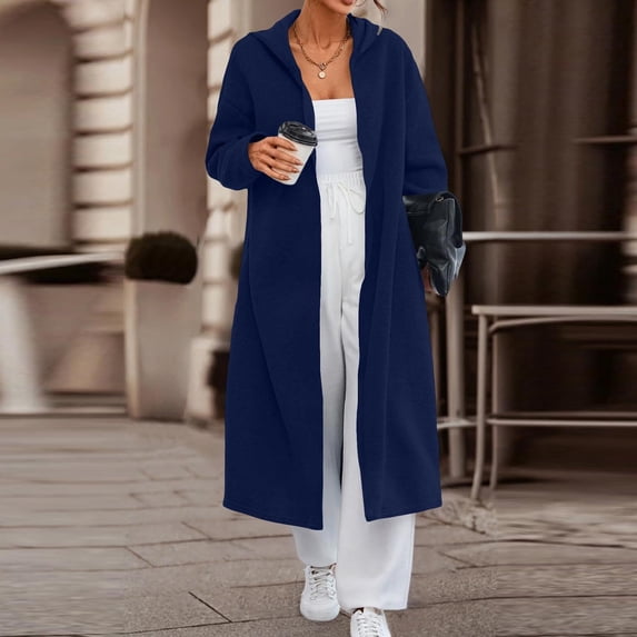 Hooded Jacket Women Top Pockets Hooded Solid Color Long Cardigan For Extra Warmth And Coverage Spring Jackets For Women