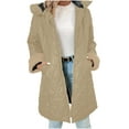 thumbnail image 1 of Hooded Jacket for Women Oversized Colorblock Quilted Padded Coat Warm Thick Zip-up Winter Mid-length Outerwear for Going Out, 1 of 4