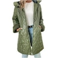 thumbnail image 1 of Hooded Jacket for Women Oversized Colorblock Quilted Padded Coat Warm Thick Zip-up Winter Mid-length Outerwear for Going Out, 1 of 6