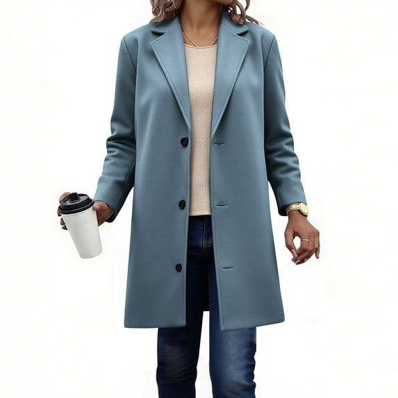 Hooded Jacket for Women Women's Fall Winter Long Coat Casual Formal Peacoat Warm Mid Length Long Overcoat Outerwear Trench Coats Navy XXL