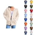 thumbnail image 1 of Hooded Jacket for Women with Pockets Long Sleeve Casual Zip Up Sweatshirt Cardigan Outerwear, 1 of 7