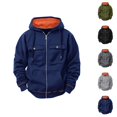 thumbnail image 1 of Hooded Jackets for Men 2025 Fall Winter Long Sleeve Fleece Lined Zip Up Hoodie with Pockets Outerwear Coat Sweatshirt, 1 of 8