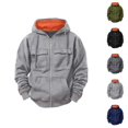 thumbnail image 1 of Hooded Jackets for Men 2025 Fall Winter Long Sleeve Fleece Lined Zip Up Hoodie with Pockets Outerwear Coat Sweatshirt, 1 of 8