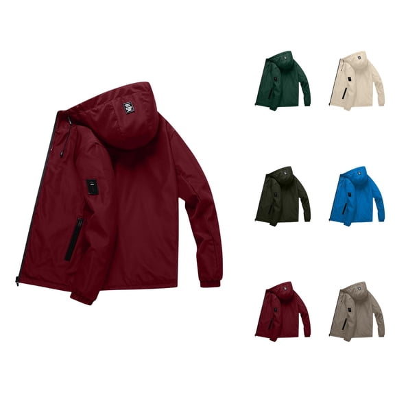 Hooded Jackets for Men 2025 Lightweight Long Sleeve Casual Zip Up Hooded Jacket with Pockets Outerwear Coat Hoodie