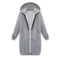 thumbnail image 1 of Hooded Jackets for Women Solid Color Sweatshirt Jackets Long Hoodies Tunic Jackets Casual Zip Up Long Sleeve Jackets Jackets for Women, 1 of 6