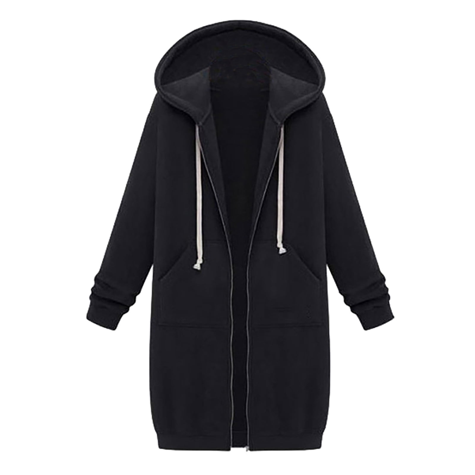 Hooded Jackets for Women Solid Color Sweatshirt Jackets Long Hoodies ...