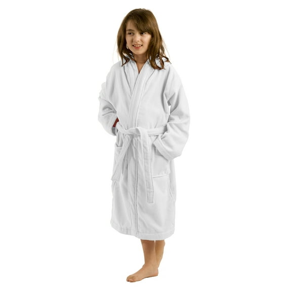 Hooded Kids bathrobes Terry boys and Girls bathrobes White, Medium