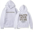 thumbnail image 1 of Hooded Long Sleeve Faith Over Fear Letter Print Sweatshirt Couple Style, 1 of 9