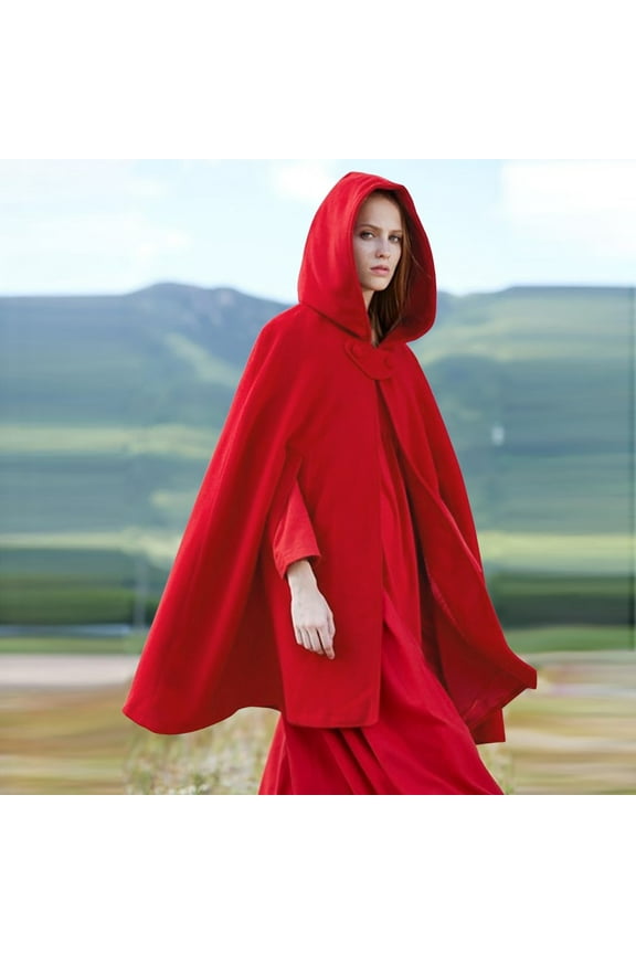 Hooded Medium Women Cape Winter Vintage Overcoat Fashion Button Cloak Woolen Coat of Jacket Elderly Ideas Running Women Maze Jacket Sweater Jacket Women Women's Womens Hoodie Zip up Heavy Jackets for