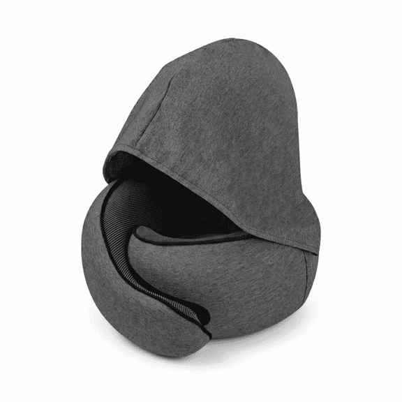 Hooded Memory Foam Travel Neck Pillow, Adjustable Light Blocking U Shaped Neck Support Pillow with Stowable Hood, Portable Compressible Travel Pillow for Airplane, Car, Office Naps & Home Rest