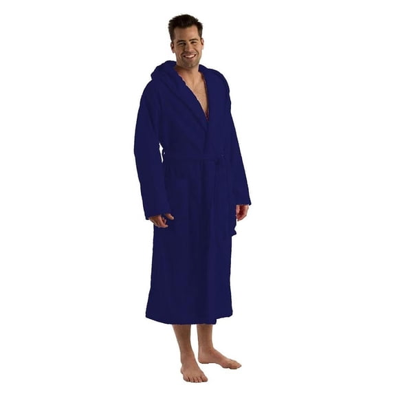 Hooded Men's Robe, Terry Cover Up Robe for Women, NAVY, 2XL/3XL