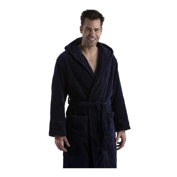 Hooded Men's Robe, Terry Cover Up Robe for Women, NAVY, 2XL/3XL