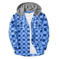 thumbnail image 1 of Hooded Mens Big and Tall Jackets Button Down Blue Plaid Shirt Button-Up Casual Fall Winter Clothes for Men, 1 of 5