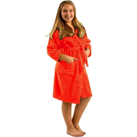 Hooded Microfiber Hooded Robe, Teenager Teen, Petites, X-LARGE, Coral Color